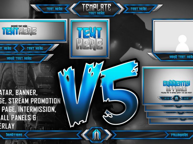 Ultimate Customizable Twitch Live Stream Template Pack V5 – Photoshop Template