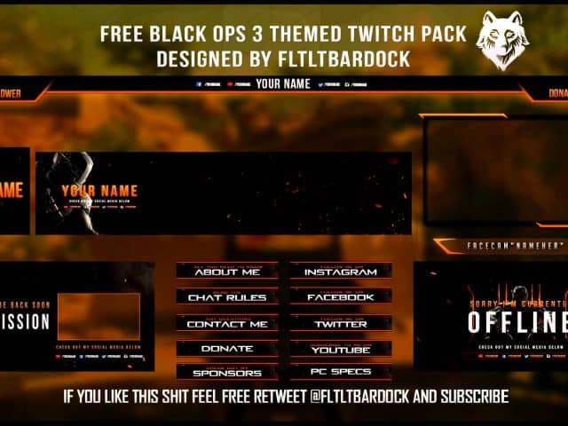 Free GFX: Free Twitch Black Ops 3 Stream Template Pack | Free PSD Download Link (2016)